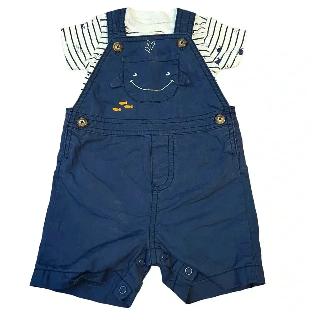 Carter's Baby Navy Whale‎ Nautical Bib & Bodysuit Set 6M